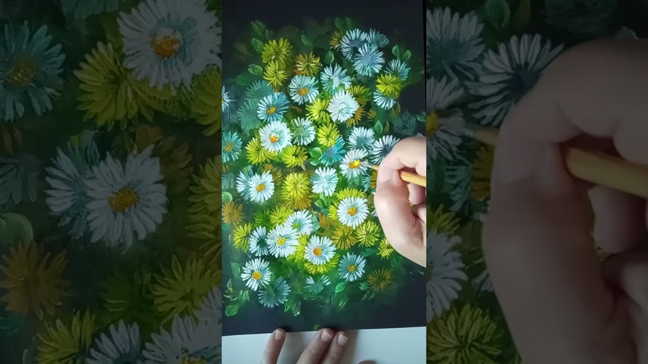 DaisyPainting® Come dipingere un prato di margherite gialle/bianche #daisypainting #waterpainting