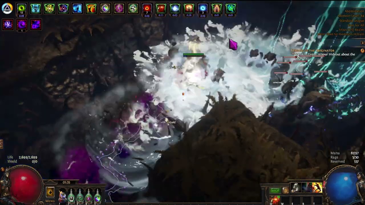 Map T17 Abomination with Flicker strike 3 Mirrors POE 3.27 STD