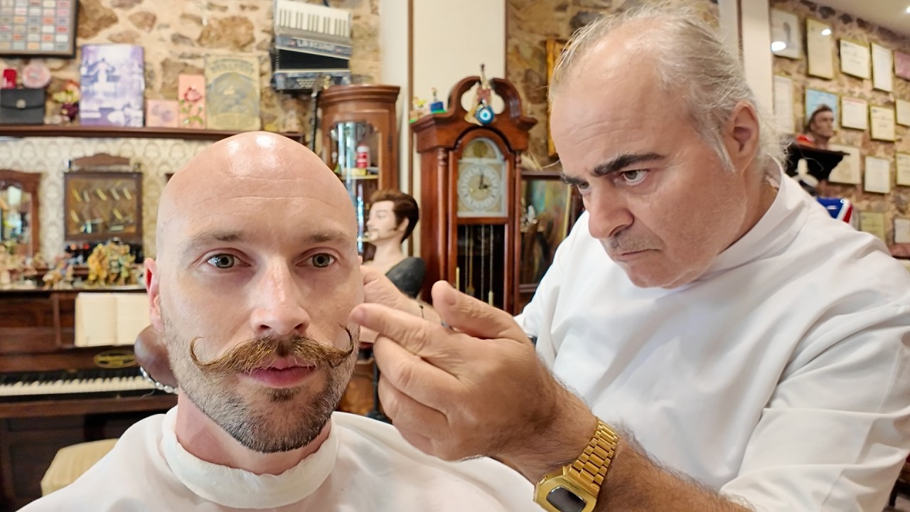 Traditional ASMR Greek Master Barber Shaving Service [Sleep Relax]