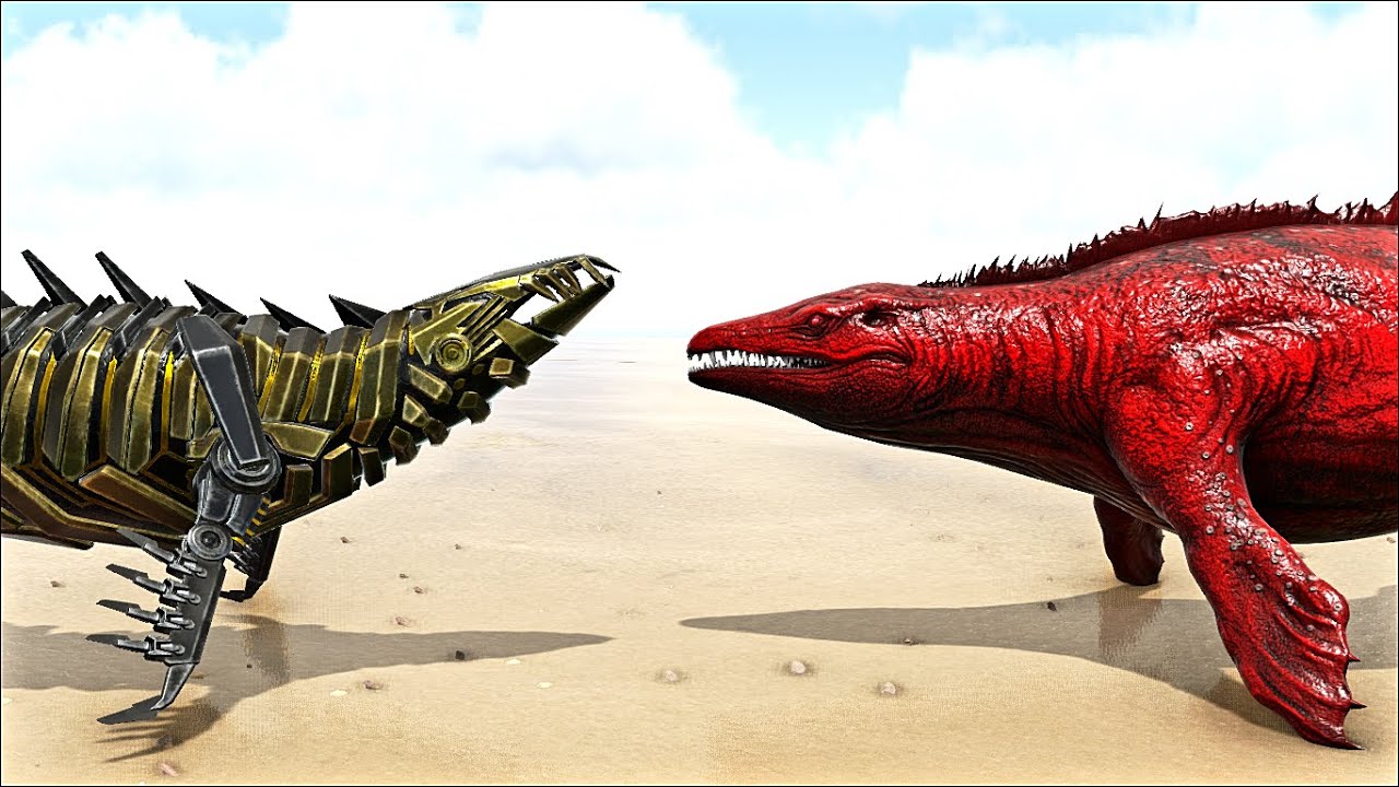 PRIMAL TEK MOSA VS APEX MOSA SHORTS  #SHORTS (ARK SURVIVAL EVOLVED BATTLE DINOSAUR)