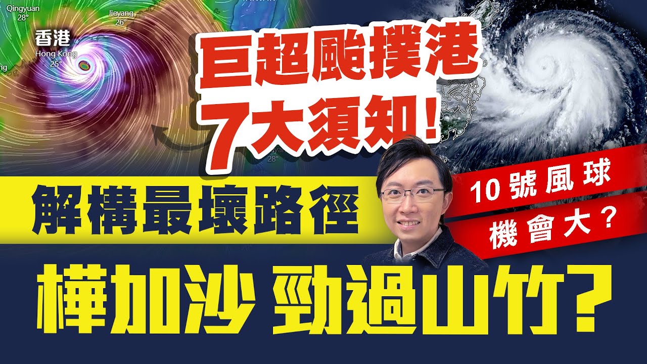 解構巨超颱撲港7大須知！樺加沙10號波機會大？勁過山竹溫黛？走最壞路徑？直擊爆發增強捲眼！風勢預測再調高？｜#李鈺廷講天氣 @weathermanhk #颱風 #每日天氣預告 #typhoon