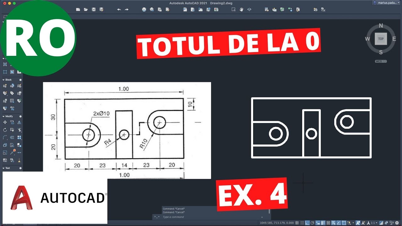 AutoCAD 2021 | Totul de la 0 | Exercițiu pentru începători 4 | Limba română