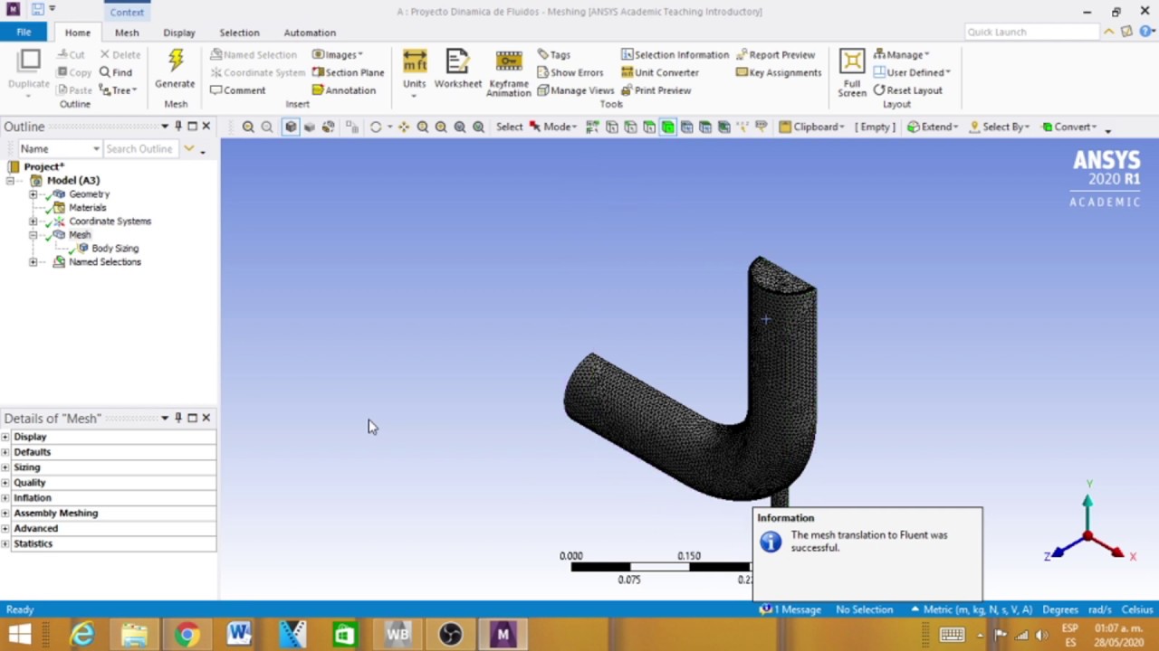 Transferencia de Calor en una tubería de mezclado-ANSYS FLUENT-2020