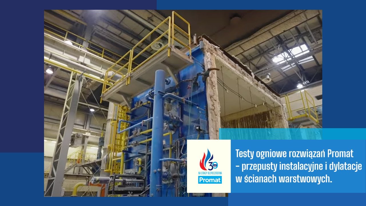 Testy ogniowe rozwiązań Promat - przepusty instalacyjne i dylatacje w ścianach warstwowych.