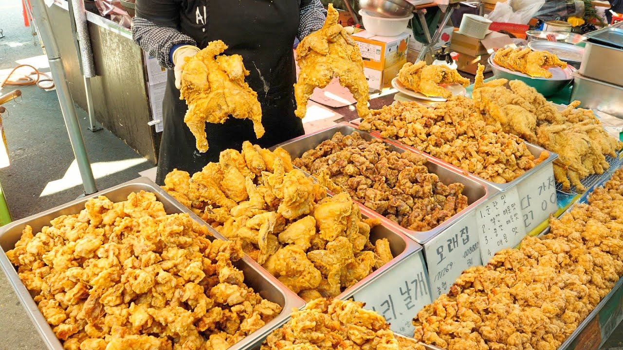 장날이면 대박 터지는 하루 100kg 넘게 팔리는 오일장 통닭부터 줄서서 먹는 한국 길거리 음식 모음/ Korean Street Food That People Line Up For