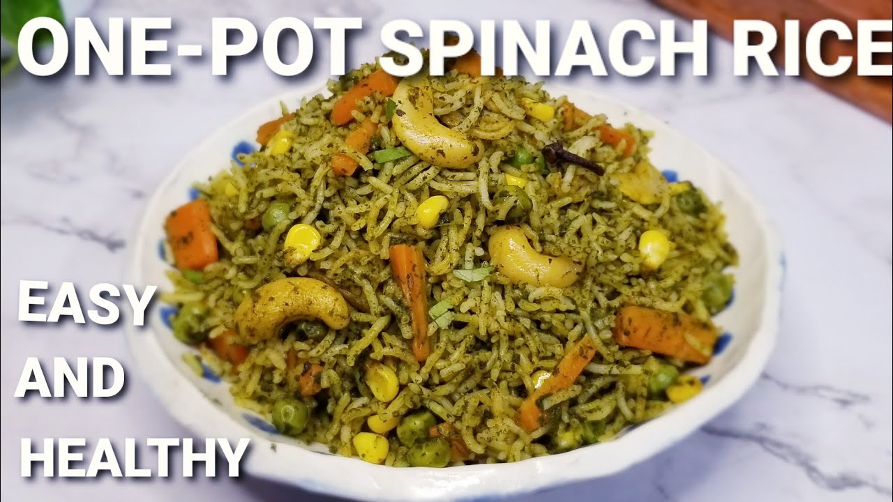 ONE POT SPINACH RICE Recipe, Vegetarian and Vegan Meals, Rice Recipes #healthy 😊