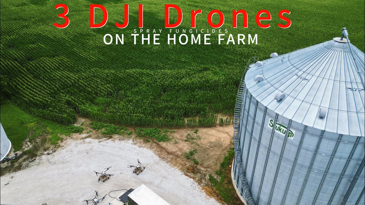 3 DJI Agras T40 Drones Spray Homeplace Fields! Unique DJI Mini 3 Pro Footage 