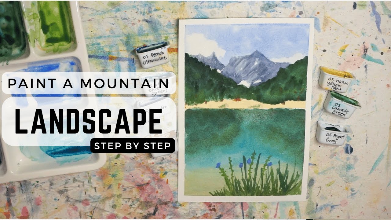 Paint a mountain landscape - easy, beginner friendly watercolor tutorial