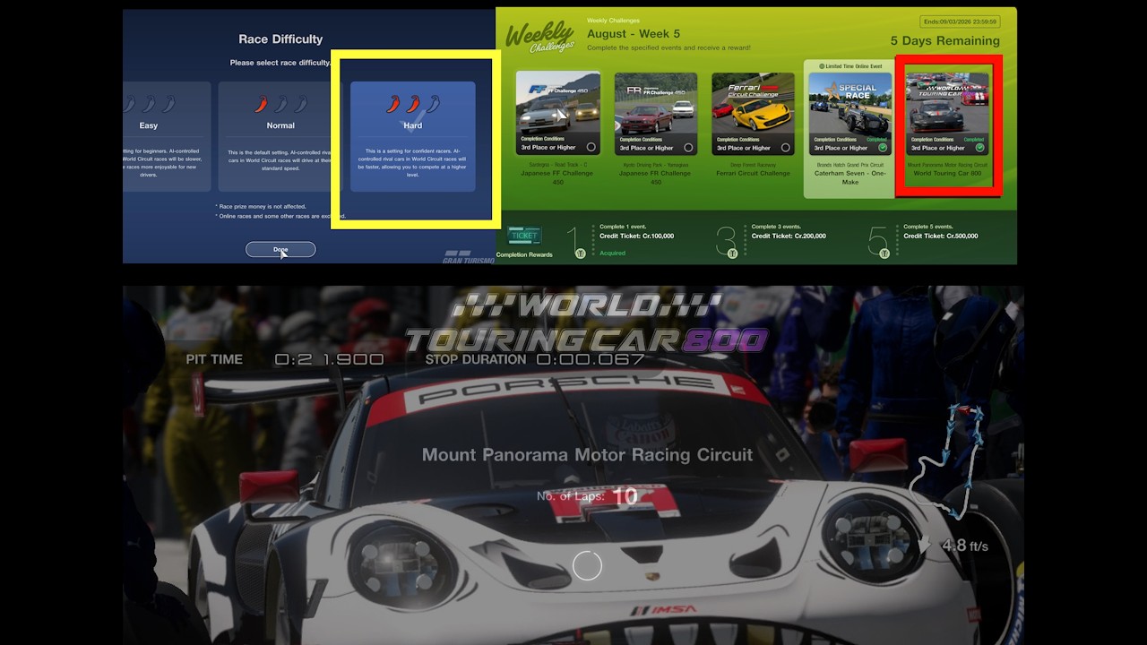 World Touring Car 800PP Mount Panorama 10 Laps GT7 Weekly Challenge Gran Turismo