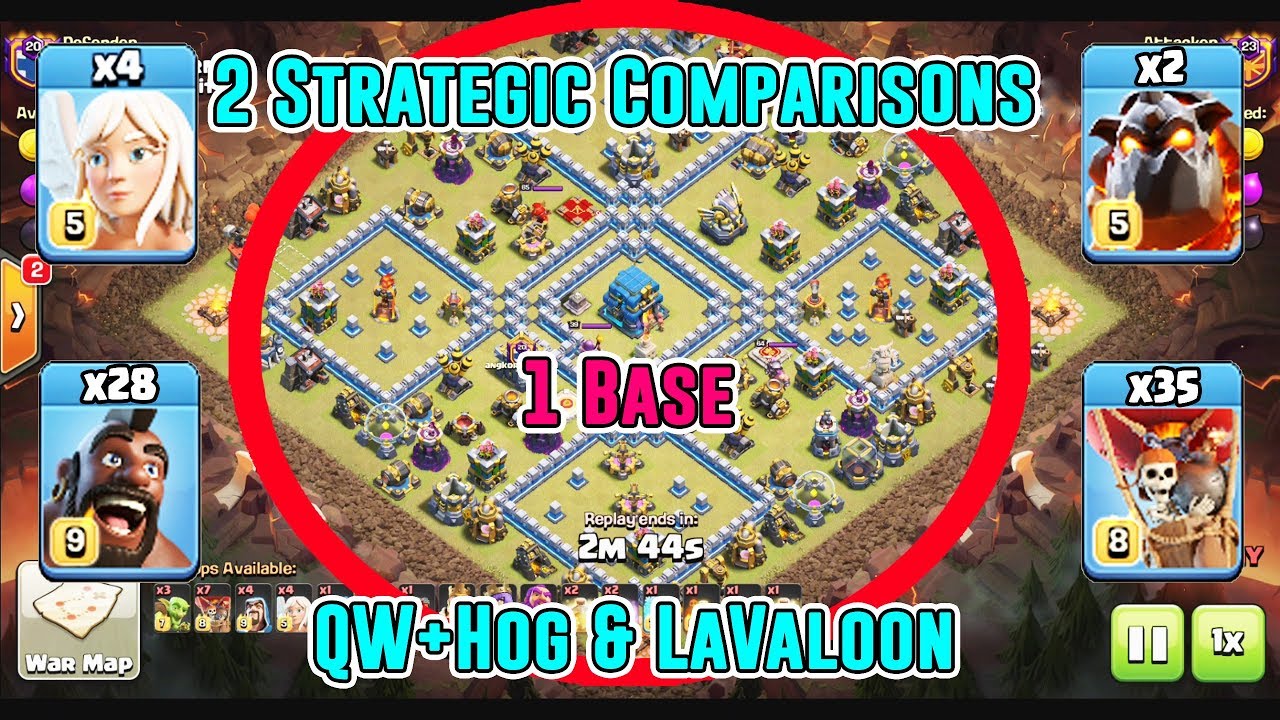 NEW COMPARISONS ATTACK 1 BASE 2 STRATEGIC & PEKBOBAT BEAD TH12 ( Clash of Clans )