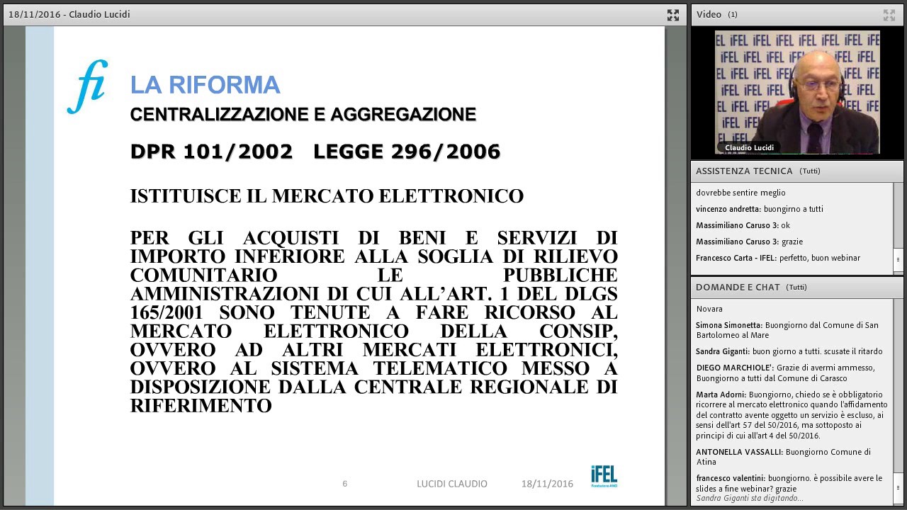18/11/2016 - Procedure di acquisto tramite soggetti aggregatori CONSIP