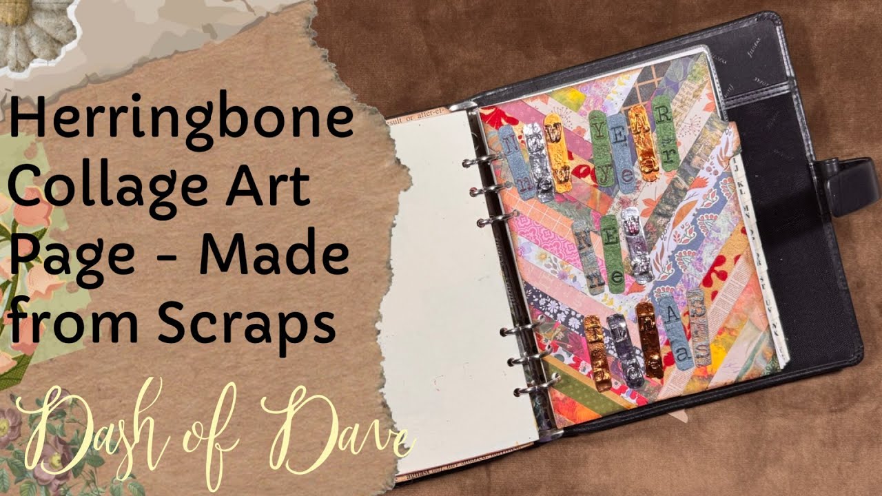 Herringbone Collage Art Page - Made from Scraps