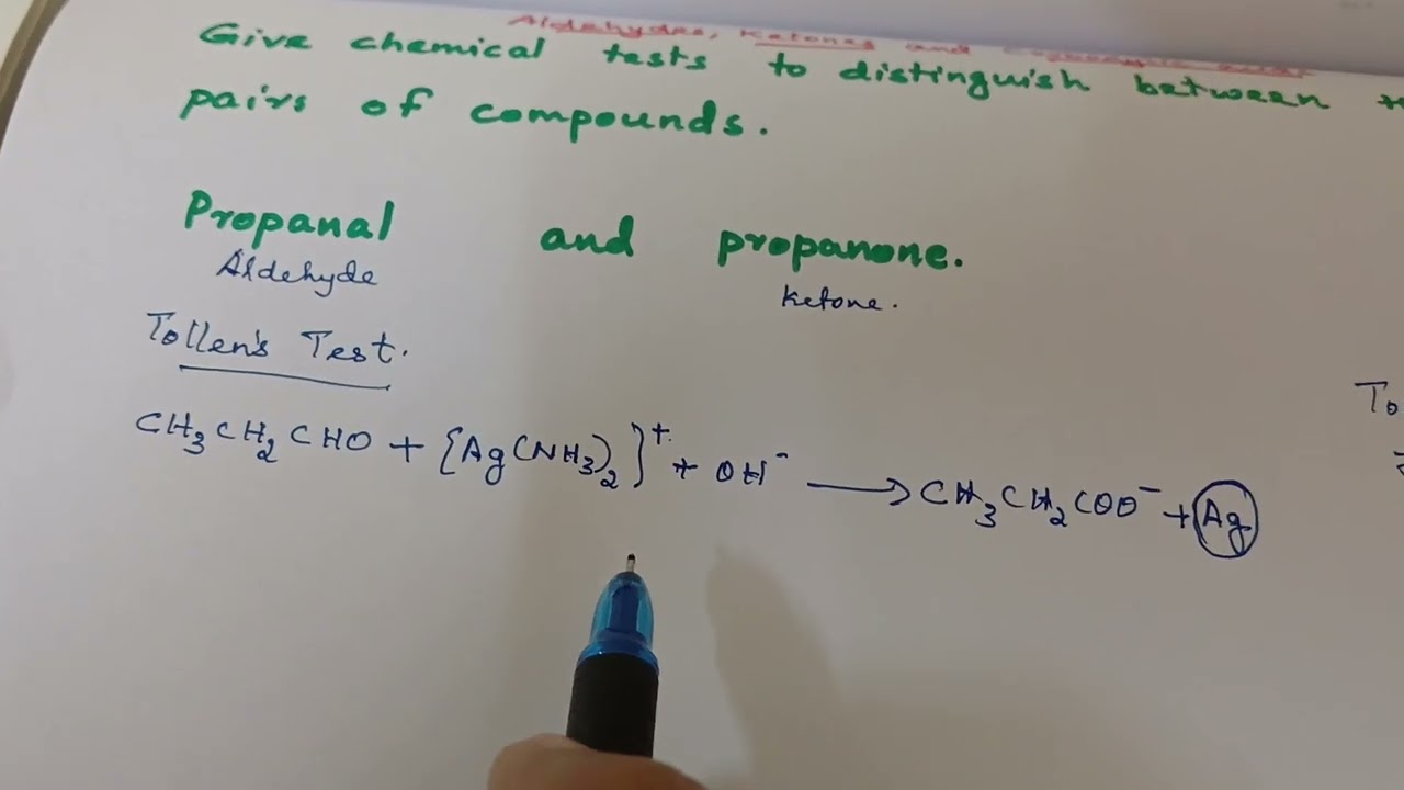 Give chemical tests to distinguish between propanal and propanone