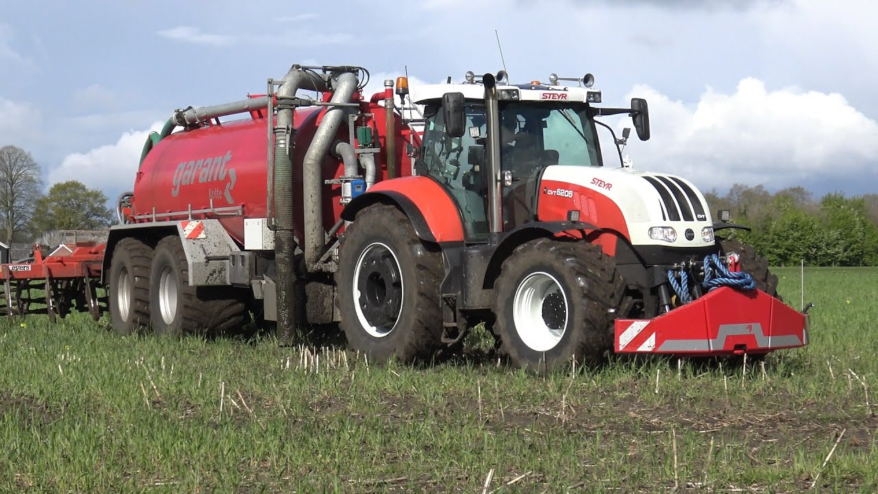 Bouwland bemesten met Steyr CVT 6205 en Kotte Garant tank + Evers Freiberger (2017)