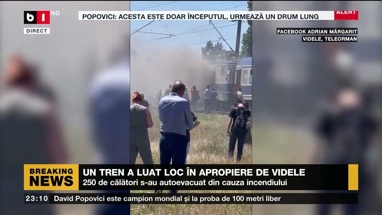 UN TREN A LUAT FOC ÎN APROPIERE DE VIDELE.  Știri B1   22 iunie 2022