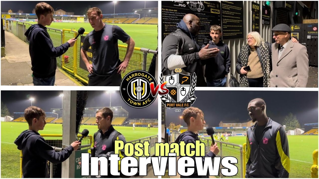 Harrogate v Port Vale post match interviews | Ruari Paton,  Moore, John Rudge, Carol, Grant, Debrah