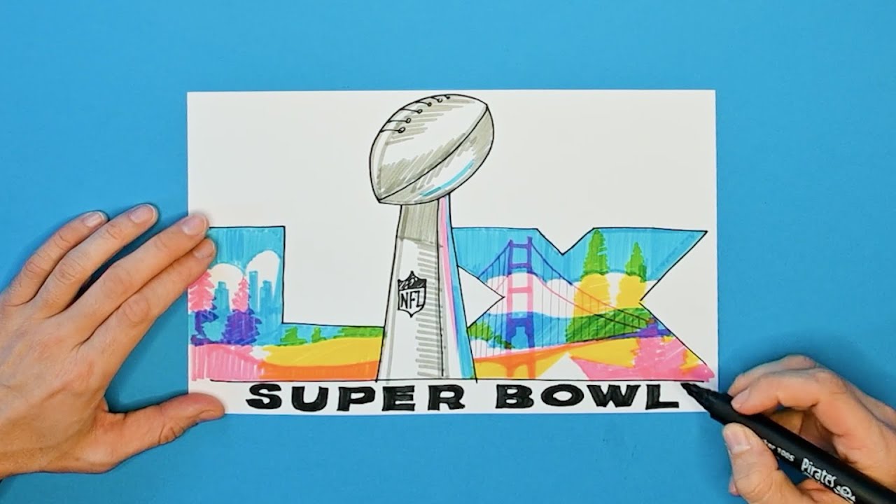 How to draw NFL Super Bowl LX Logo 2026
