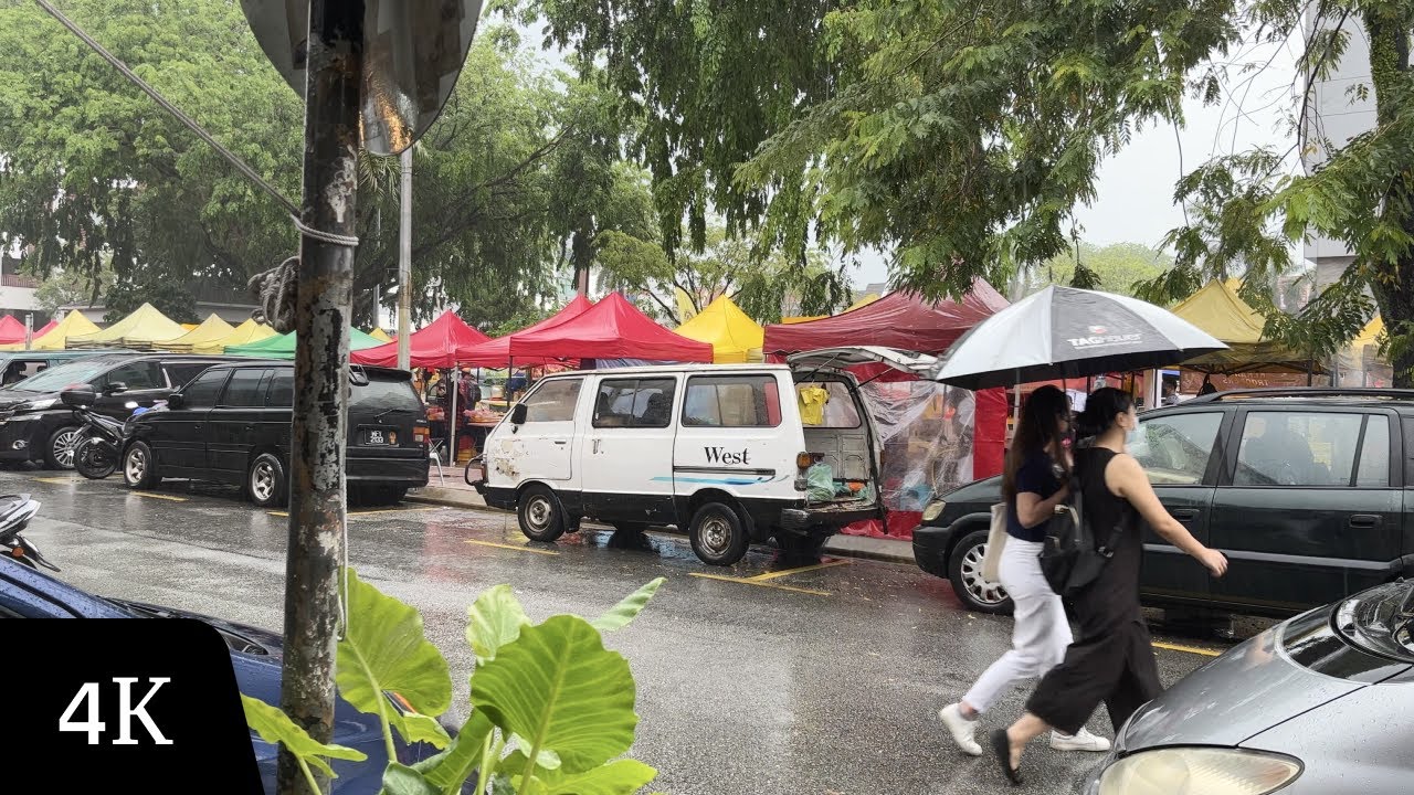 Heavy Rain & Fierce Thunder on Tin Roof for Sleep and Study | Ramadan Bazaar TTDI, Kuala Lumpur