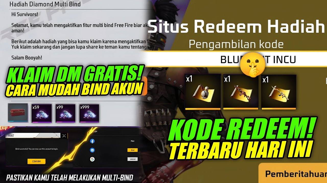 KLAIM DM GRATIS! 😱 CARA MUDAH BIND AKUN FF + KODE REDEEM FREE FIRE TERBARU HARI INI