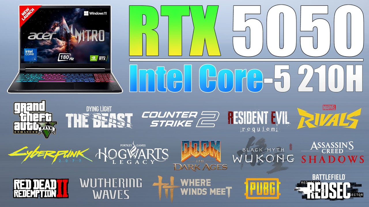 Acer Nitro V 16S: RTX 5050 | Intel Core 5 210H | Протестировано 15 новых игр