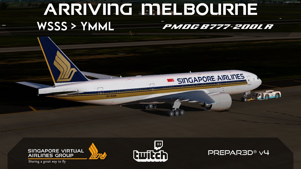 [P3Dv4.5] Arriving Melbourne✈️ Singapore Airlines✈️ WSSS-YMML✈️ VATSIM✈️ PMDG B77L