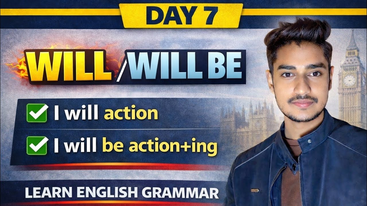 WILL / WILL BE Full Explanation | Future Tense with Examples | DAY 7 🔥