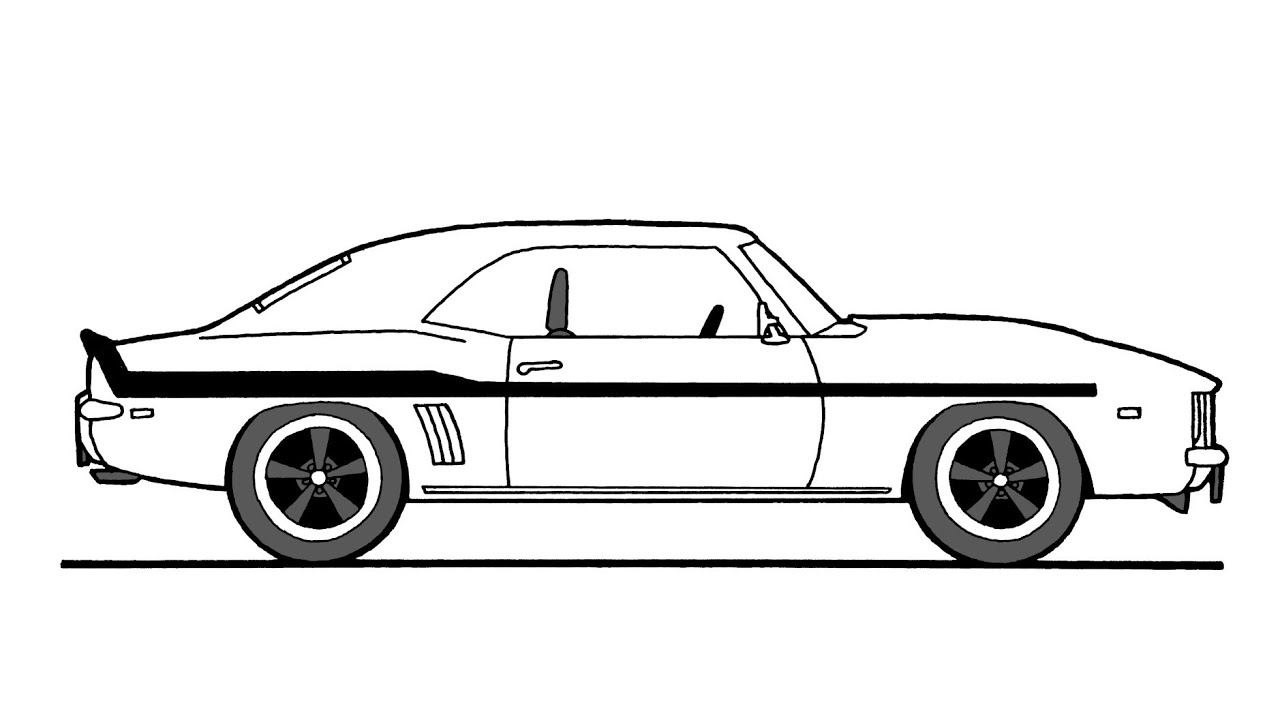 How to draw a 1969 Camaro - Step by step