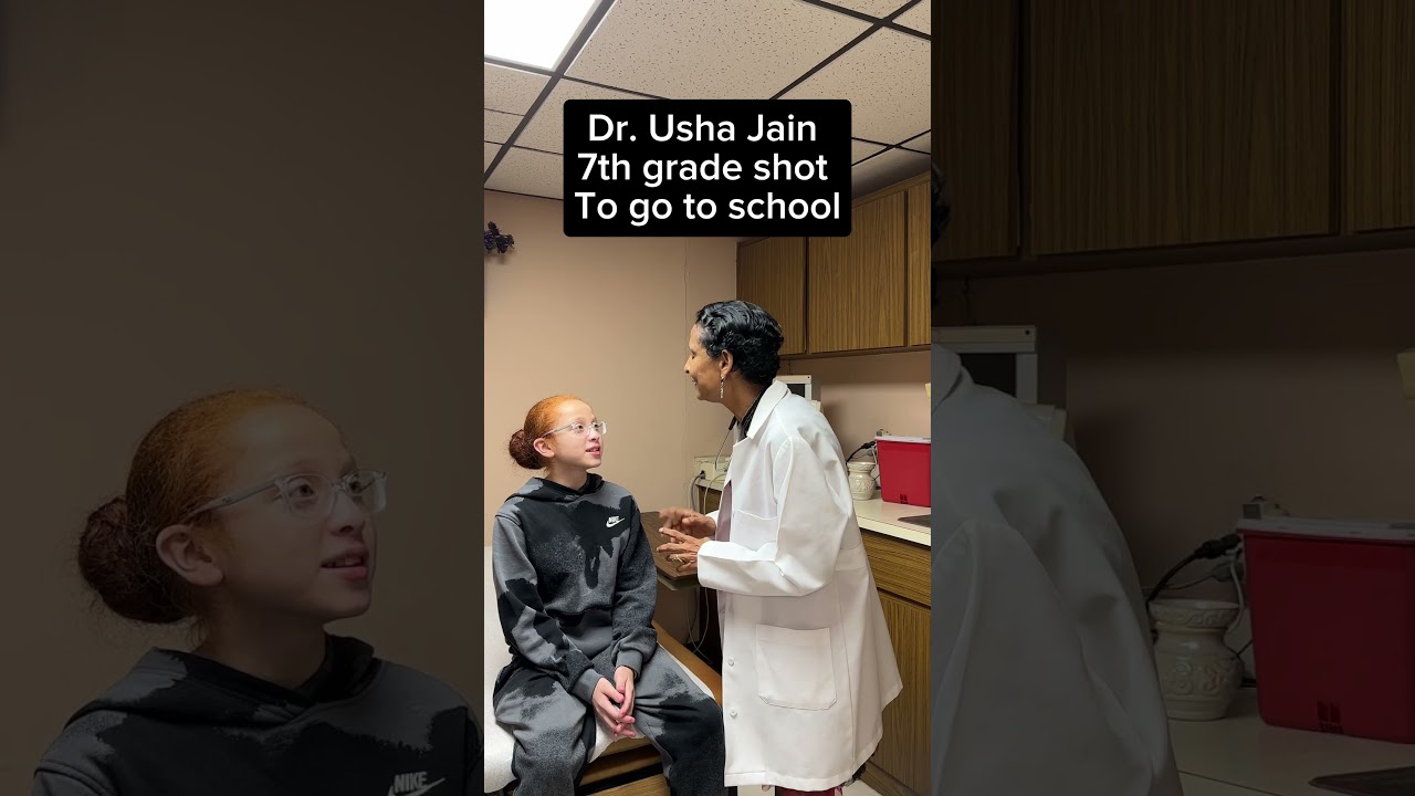 Dr. Usha Jain gives last minute 7th grade shots.#drushajain #tetanus#7thgradeshot #tdap