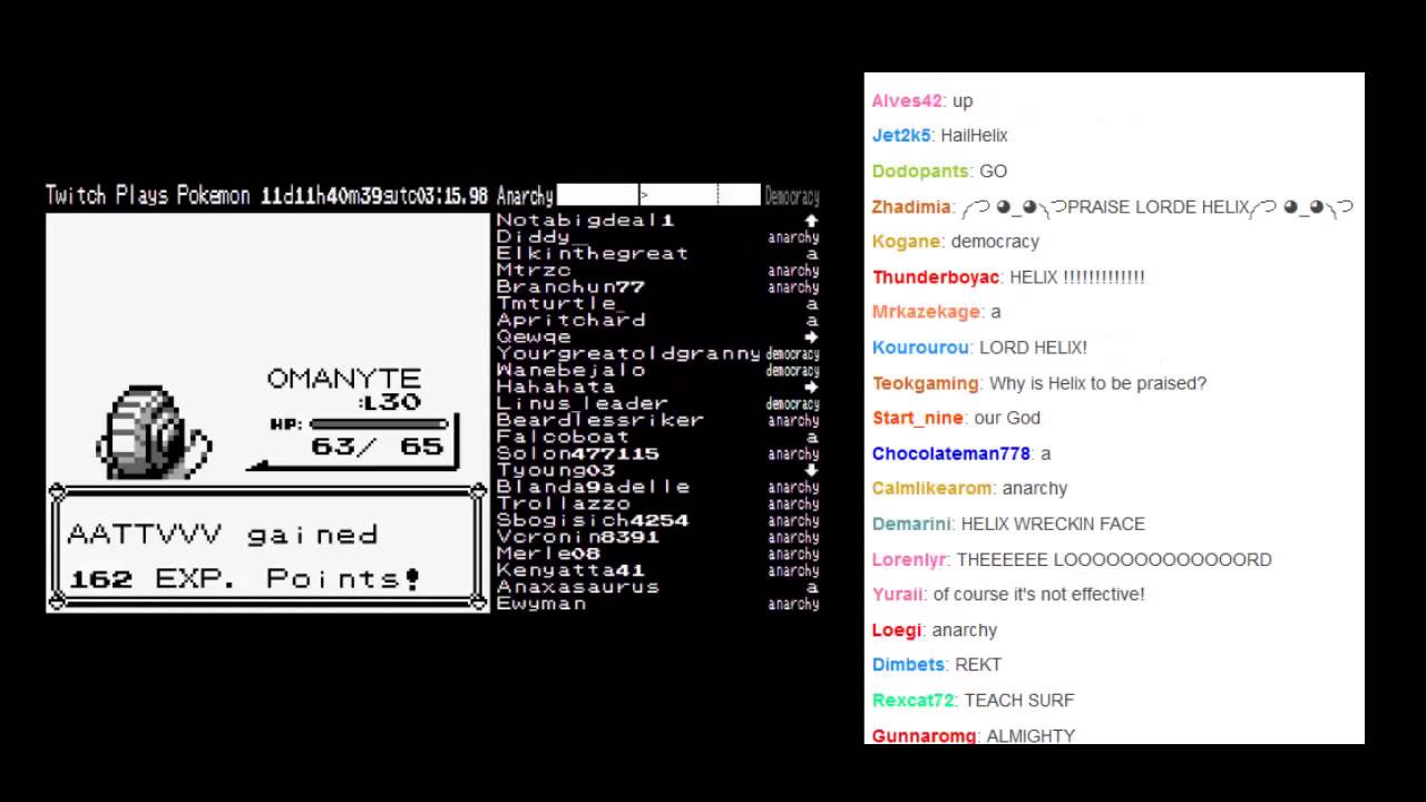 Twitch Plays Pokemon - LORD HELIX (First Battle)