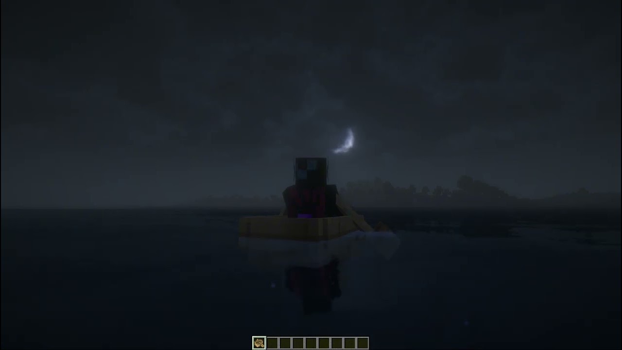 🌊⛈ Minecraft Storm at Night | Relaxing Boat Ride in Thunderstorm