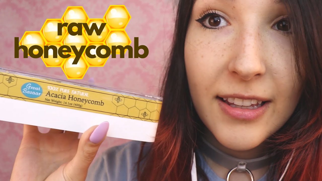 ASMR - RAW HONEYCOMB ~ Sticky Eating Sounds & Whispering ~