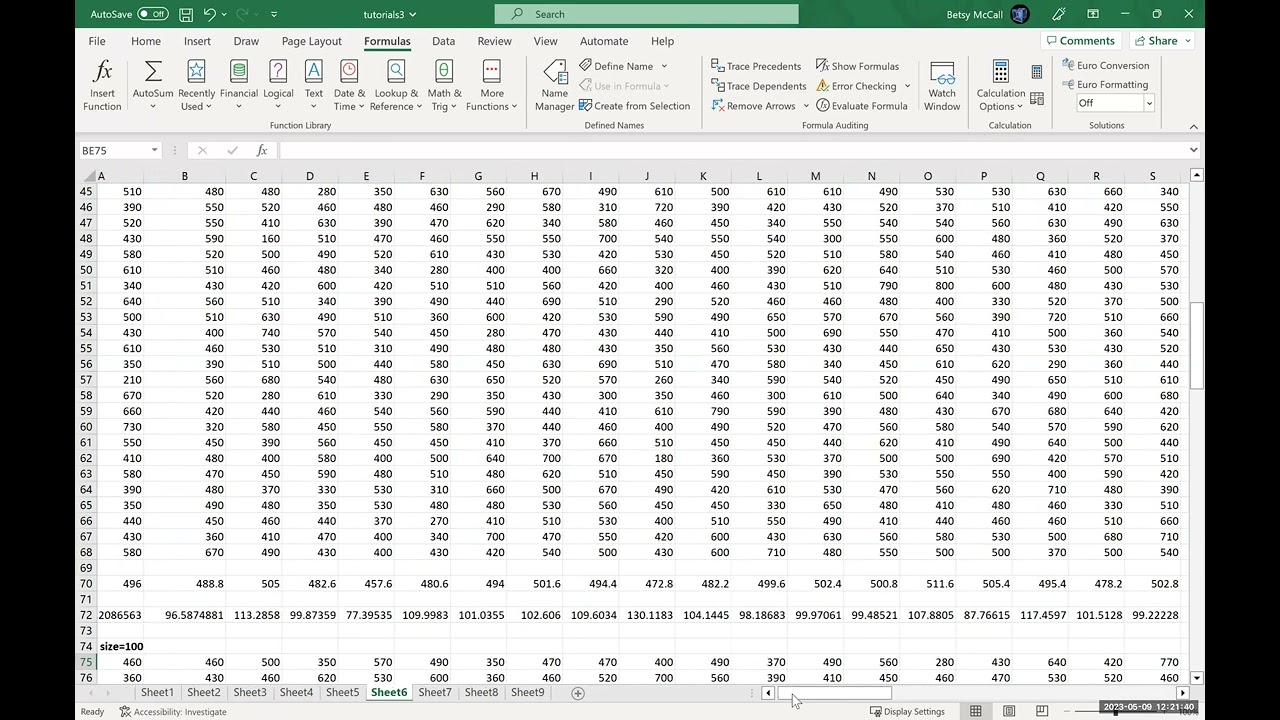 Central Limit Theorem simulation with Excel