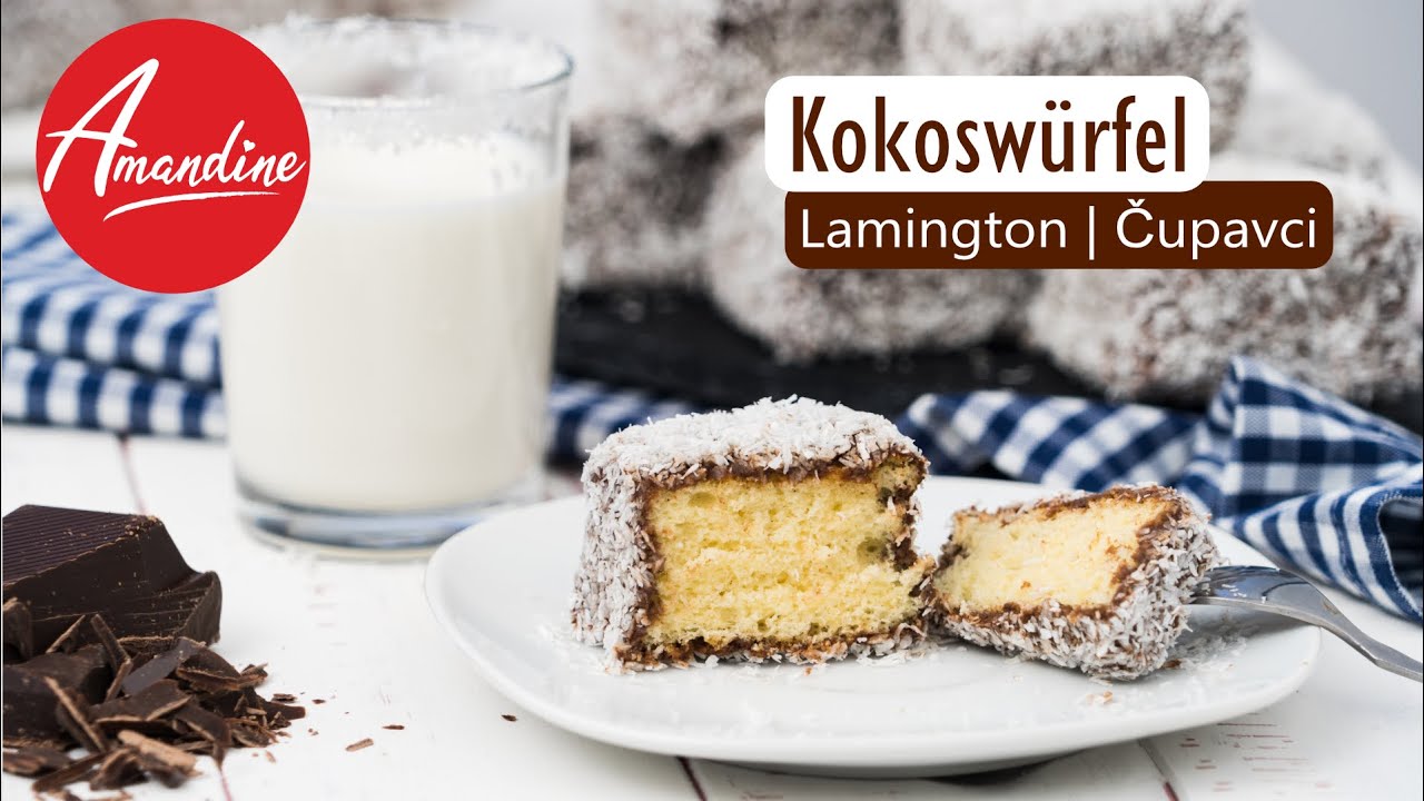 Kokoswürfel Cupavci | Kokoswürfel backen | Lamington backen | Cupavci Rezept saftig