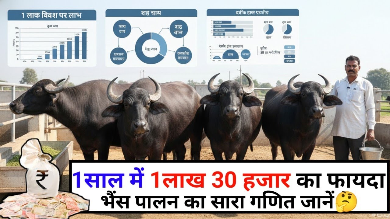 1साल में 1लाख 30 हजार 💰 कमाने वाला सबसे अच्छा बिजनेस है भैंस पालन 👉 जानें कैसे?? #पशुपालन 