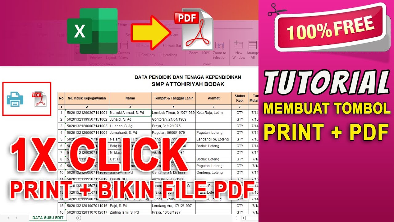 Tutorial | Cara Membuat Tombol Print dan PDF di Excel | Macro VBA