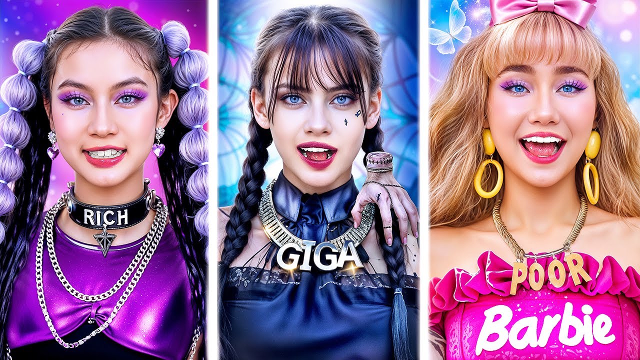 Fille Riche Vs Pauvre Vs Fille Giga Riche Au Concours De Transformation En Une Seule Couleur!