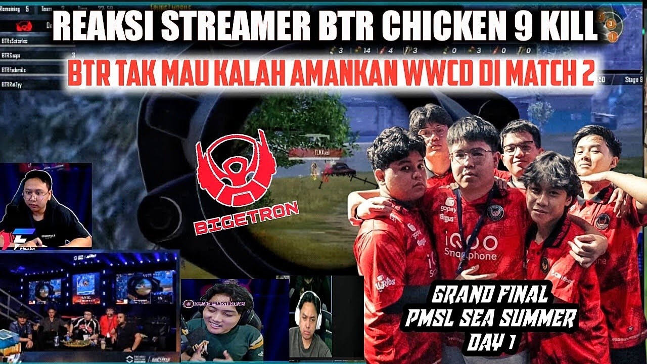 REAKSI STREAMER BTR CHICKEN 9 KILL 🔴 BTR TAK MAU KALAH AMANKAN WWCD DI MATCH 2 GF PMSL SEA SUMMER