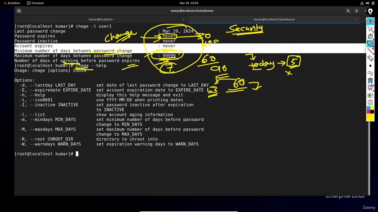 65  Adjust password aging for local user accounts