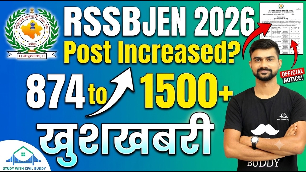 RSSB JEn 2026 Post Increased 874 to 1500+ Post Reality RSMSSB JE CIVIL