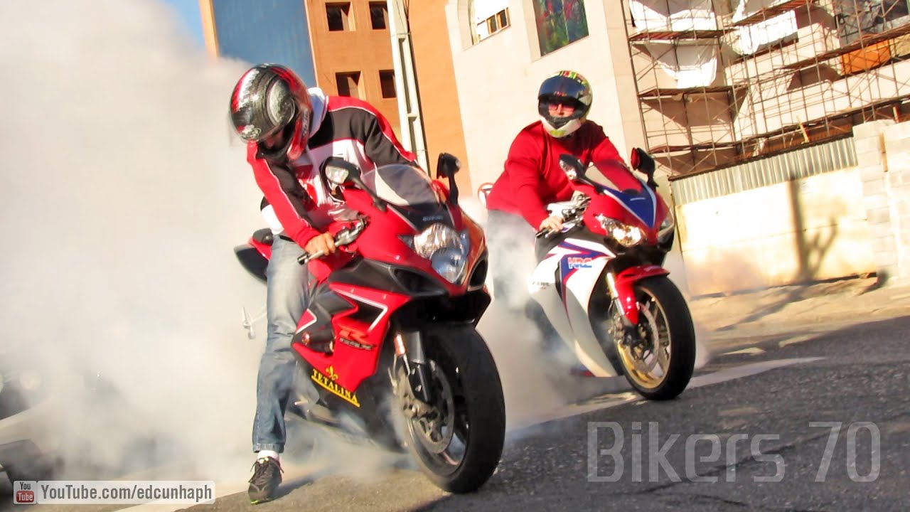 Bikers 70 - Suzuki GSXR, Honda CBR, S1000RR & Yamaha R1 Burnouts, Ducati Bandit XJ6 Hornet & More