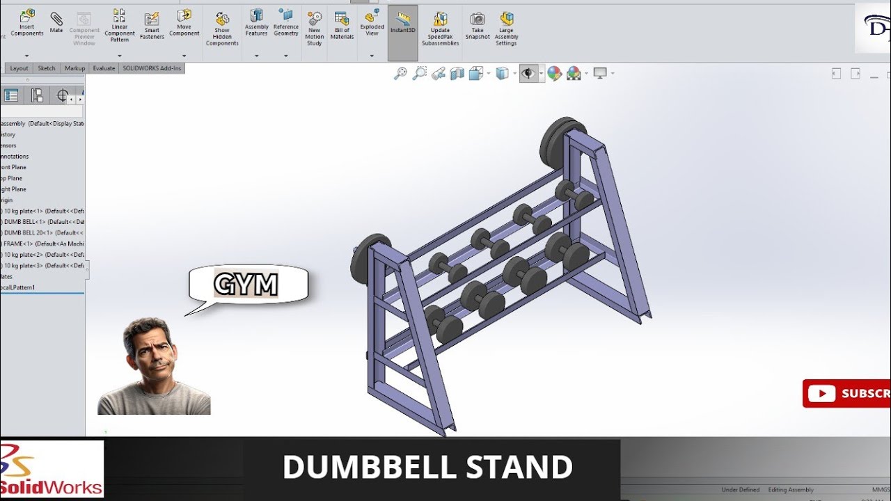 Dumbbell Stand in solidworks l Weldment l