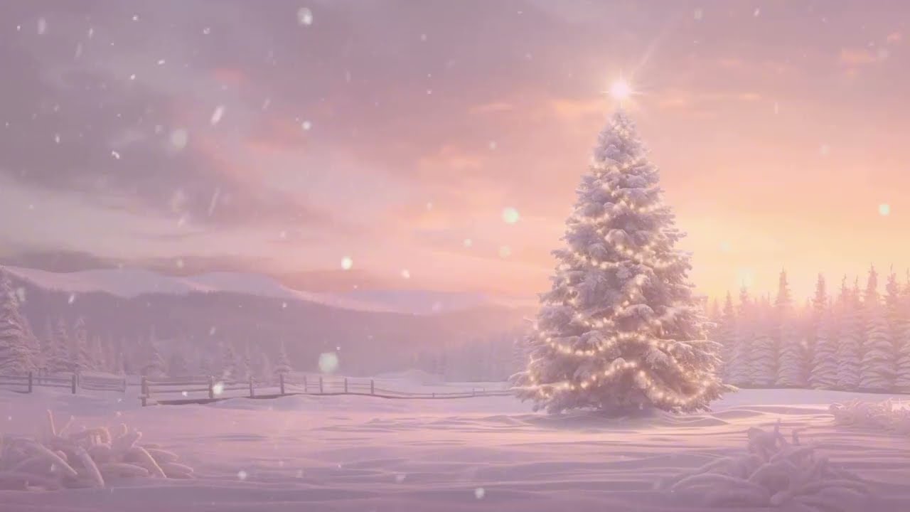 Elegant Pink Snowy Christmas Tree | Cosy Ambiance 🎄✨ 4K