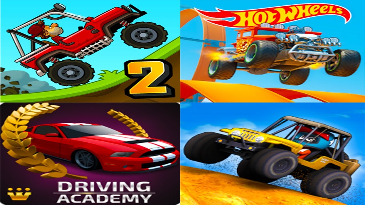 Hill Climb Racing 2 vs Hot Wheels Race Off vs Mini Racing Adventures vs Car Driving Academy 2017 3D