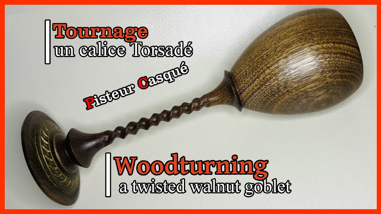 Tournage : Un calice torsadé. Woodturning: turn a twisted goblet.