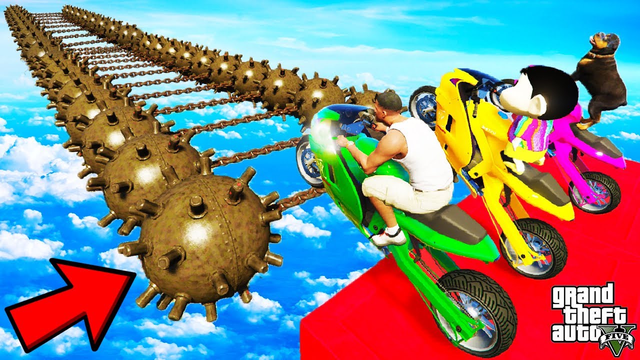 FRANKLIN TRIED IMPOSSIBLE MOTORCYCLE BRIDGE PARKOUR RAMP CHALLENGE GTA 5 | SHINCHAN and CHOP