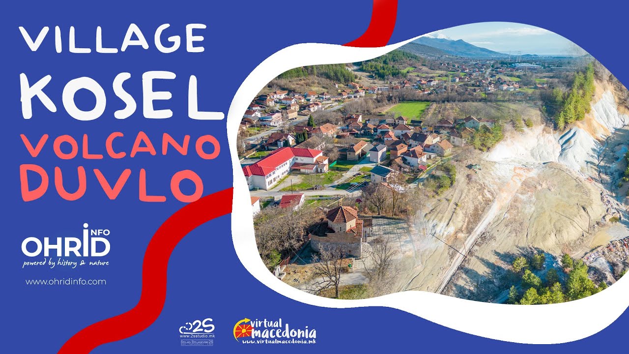 Village Kosel and volcano Duvlo from Drone - Ohrid, MK  - Ep. 1