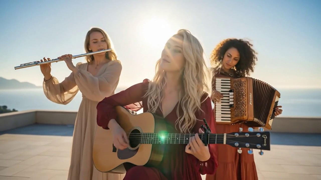 A Garden Beneath the Amber Sky | Cinematic Flamenco Guitar, Sax, Accordion & Flute