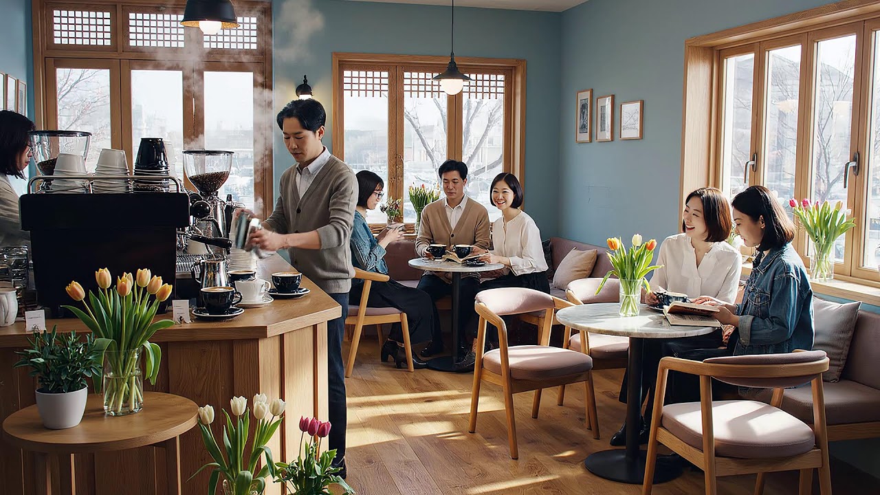 따뜻한 봄 카페 재즈 라운지 ☕🌸🎶
