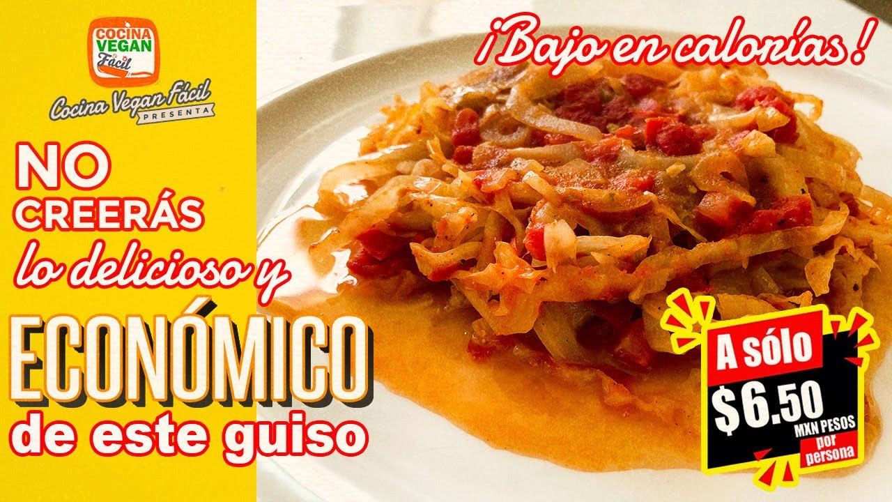 Tinga de col. Deliciosa y econ&oacute;mica receta &iexcl;baja en calor&iacute;as! - Cocina Vegan F&aacute;cil