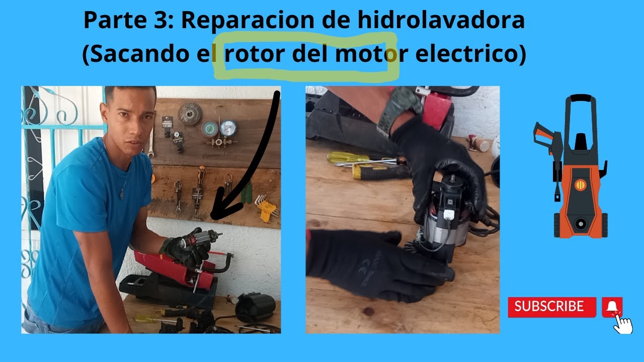 ✅Parte 3: REPARACION DE HIDROLAVADORA (Como sacar engranaje partido en el eje del rotor del motor).